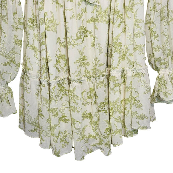 Urban Outfitters UO Lannette Long Sleeve Mini Dress Flowy Tiered Summer Boho L - Picture 10 of 16